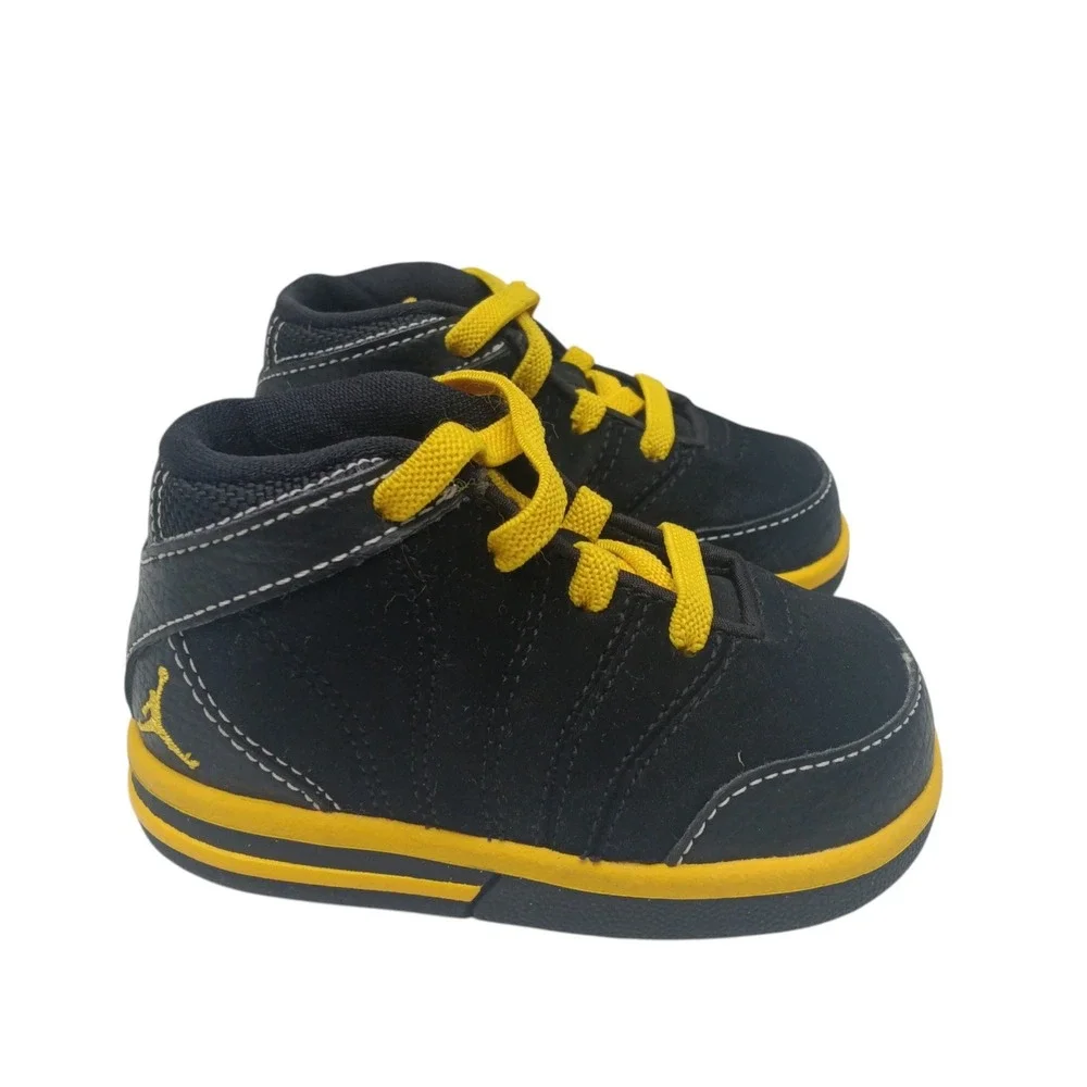 Jordan Toddler Sneakers Black Yellow Lace Up Shoes Size 4C‎